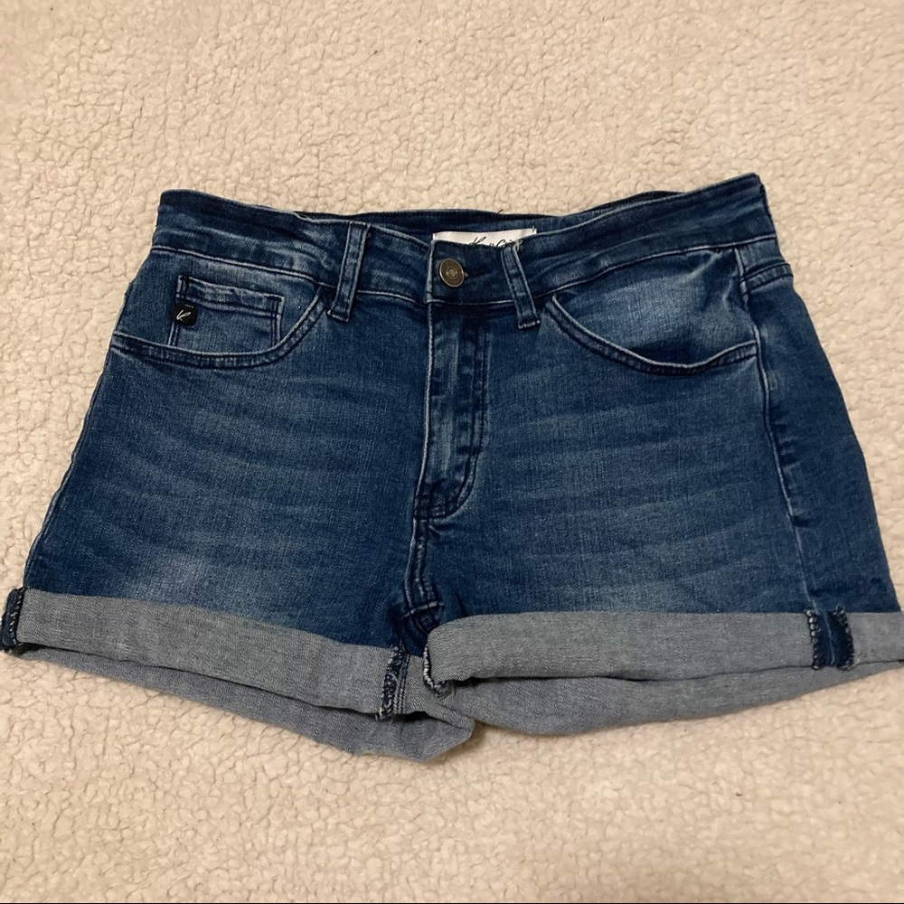 Kancan High waisted cuffed denim shorts
